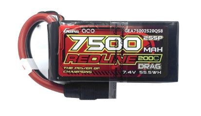GEA75002S20QS8 Gens Ace Lipo Redline Drag Race 7500mAh 7.4V With QS8 Plug
