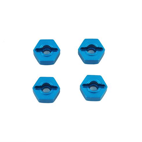 02134B ALUMINUM WHEEL HEX (4PCS) (12MM) (BLUE)