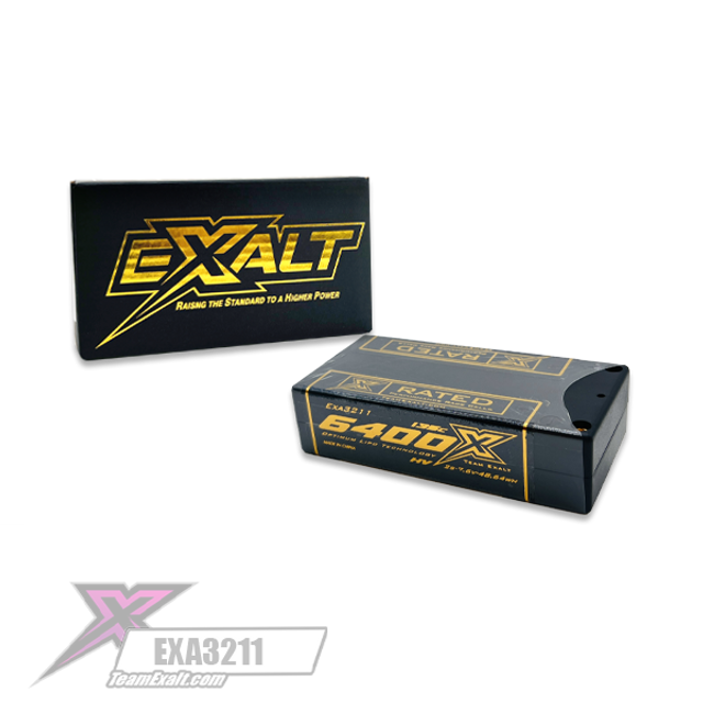 EXA3211 TEAM EXALT X-RATED 2S 135C HVX SHORTY LIPO (7.6V/6400mAhW5 MM BULLETS
