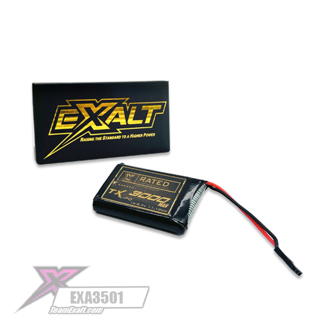 EXA3501 EXALT X RATED 1S LIPO TX/RECIEVER BATTERY (3.7V/3000mAh) w/ Futaba connector