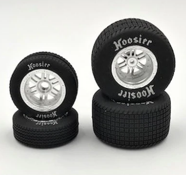 1RC5522  FR/RR Tires & Wheels, Silver Chrome, 1/18 Sprint (4)