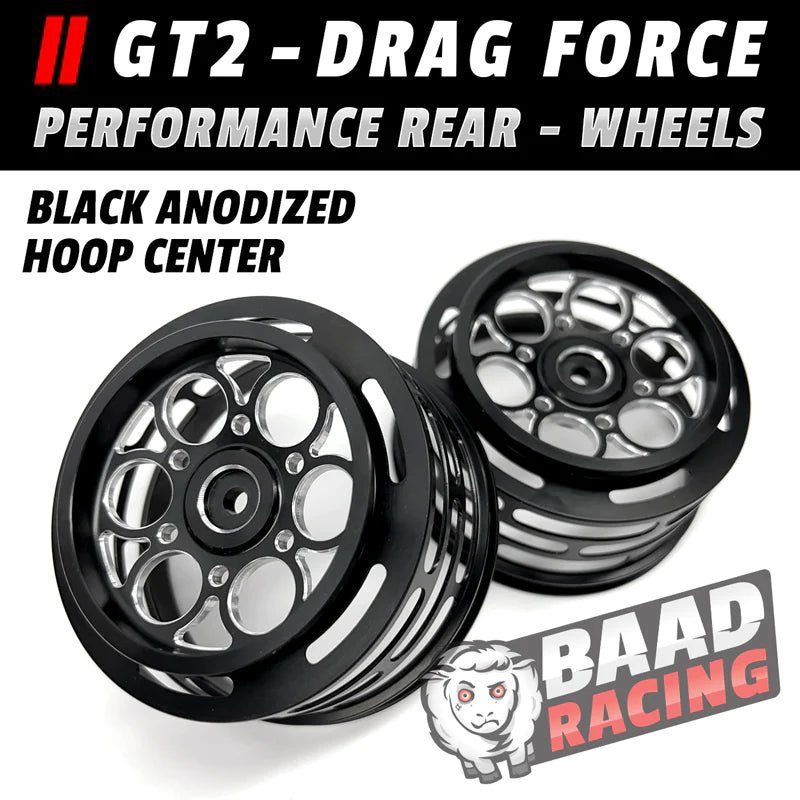 BAAD09 GT2 - GLUE TYPE DRAG FORCE - REAR WHEELS - BLACK - HOOP CENTERS