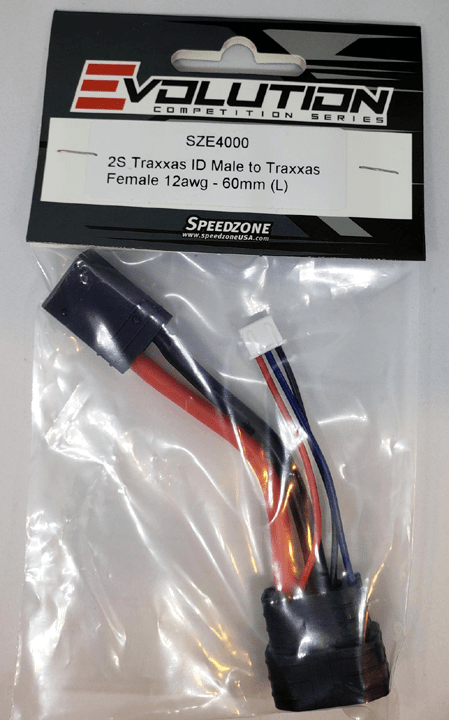 SZE4000 2S TRAXXAS ID MALE TO TRAXXAS FEMALE ADAPTER - 12 AWG WIRE