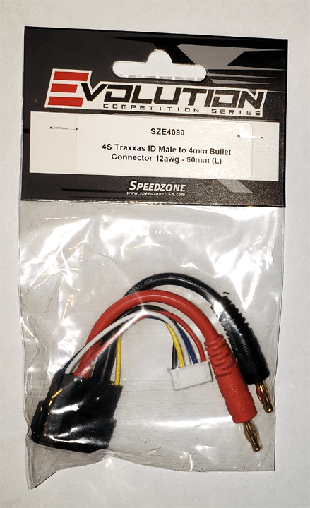SZE4090 4S TRAXXAS ID MALE TO 4MM BULLET CHARGE CONNECTOR