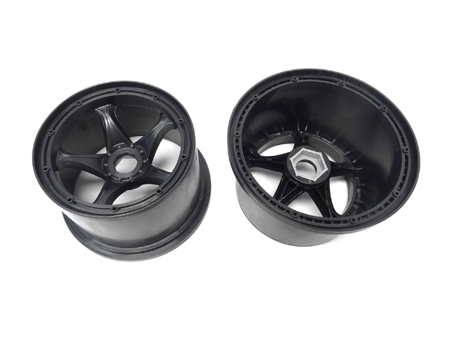 PRQS2069  QS NYLON REAR WHEELS (CHROME) (24MM HEX) (SET OF 2)