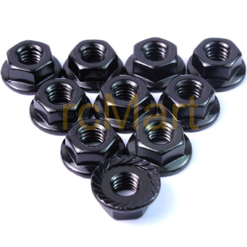 LN-M4S-BK 4MM AL. SERRATED LOCK NUTS - 10PK