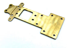Load image into Gallery viewer, 61046 BRASS TRANSMISSION RISER PLATE (NOTCHED) W/ BREAKOUT WHEELIE BAR TAB
