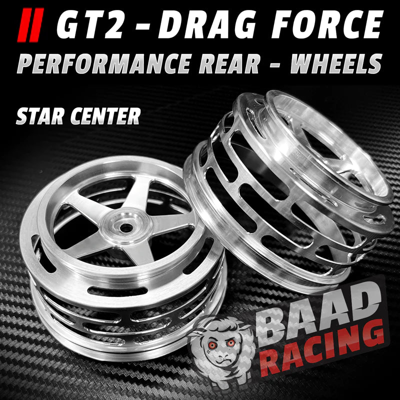 BAAD08 GT2 - GLUE TYPE DRAG FORCE - REAR WHEELS - STAR CENTER - BRUSHED