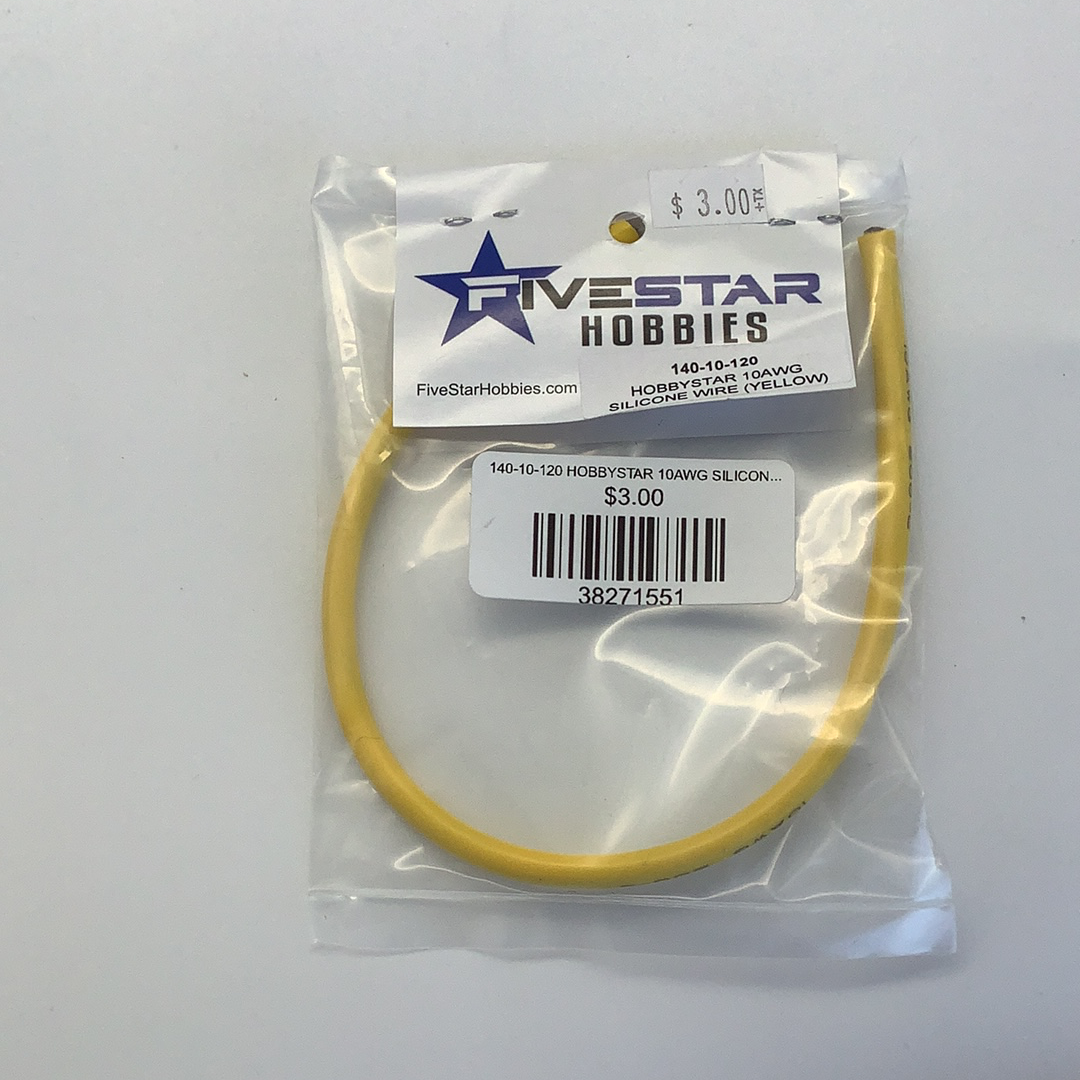 140-10-120 10AWG SILICONE WIRE (YELLOW) (12in)