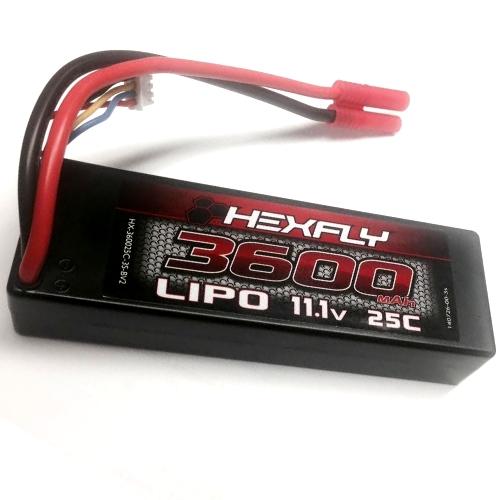 HX-360025C-3S-BV2 3600MAH 11.1V 25C LIPO WITH BANANA 4.0